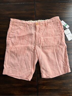 Tommy Bahama Harbor Herringbone Partial Elastic Waist Linen Golf Shorts  L NWT